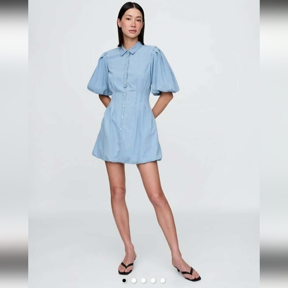 NWT GAP Light Blue Button-Up Mini Dress - Picture 2 of 10